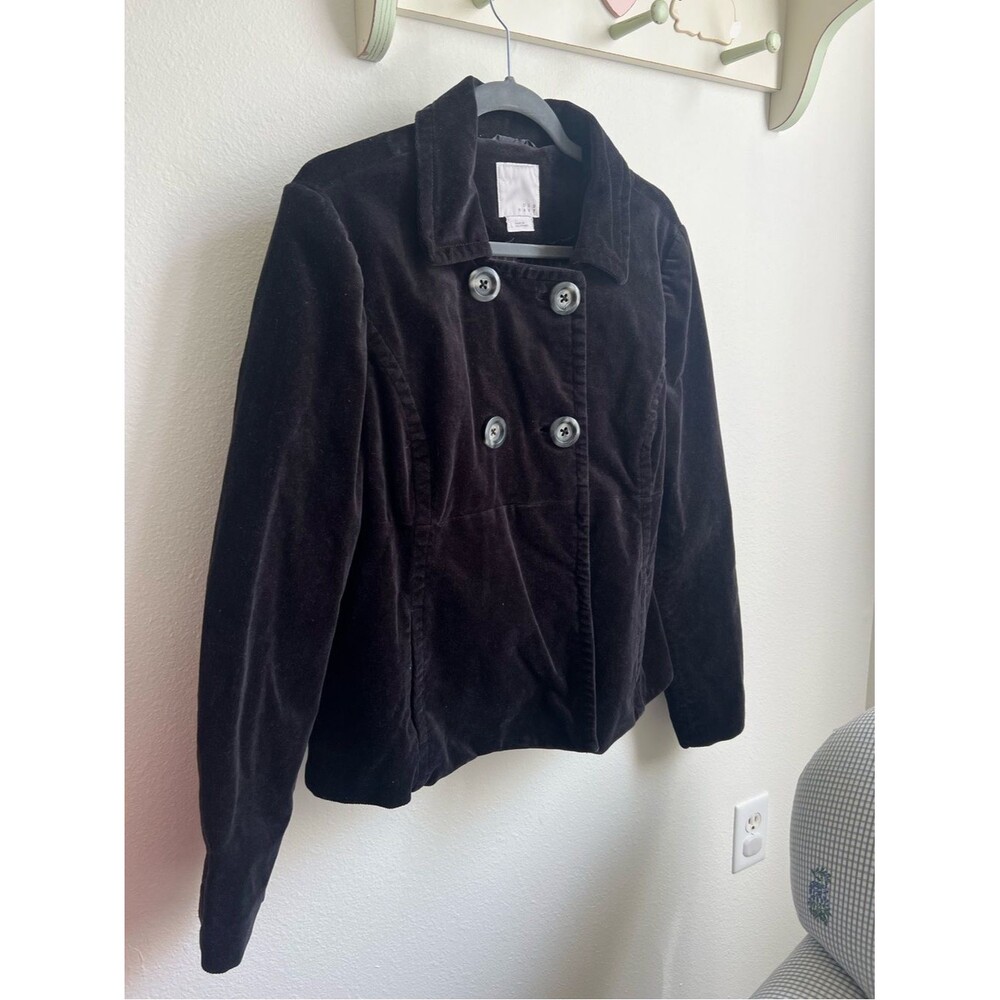 VTG Old Navy Black Velvet Double-Breasted Pea Coat